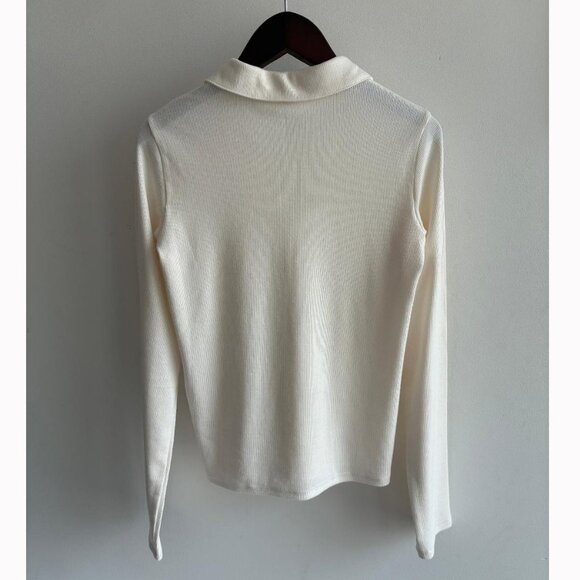 Nordstrom Kids' Brushed Rib Ivory Pristine Polo Top - Picture 2 of 5